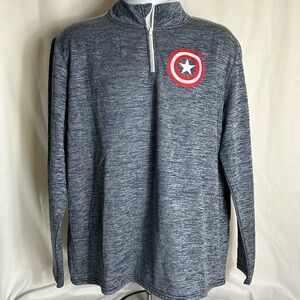 Marvel Captain America Men's Size XL Logo Shield Front Quarter Zip Sweatshirt